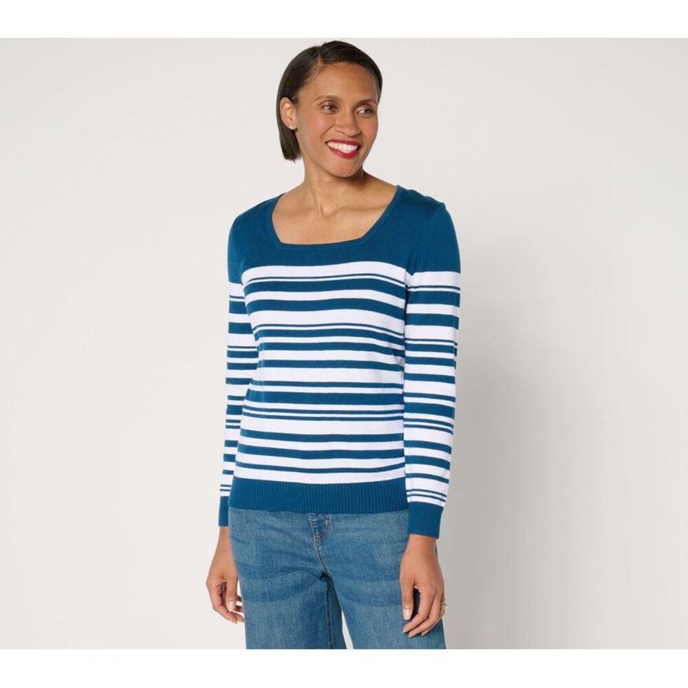 SUNNYLiFE Women's Top Plus Sz Sweater 2X Square Neck Multi-colored